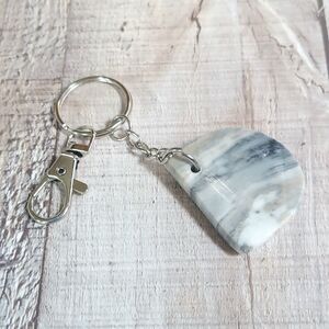 Mexican Onyx Worry Stone Natural Stone Keychain Backpack Clip Purse Charm Multi
